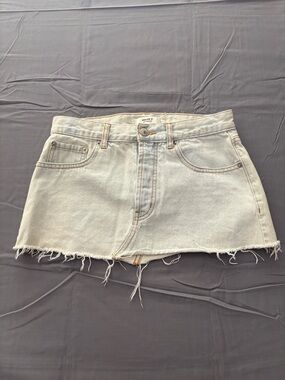 Forever 21 Faded Blue Denim Frayed Mini Skirt Sz 24